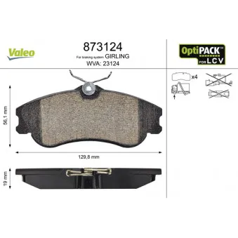 Jeu de 4 plaquettes de frein avant VALEO 873124