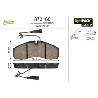 Jeu de 4 plaquettes de frein avant VALEO 873160