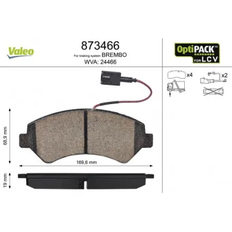 Jeu de 4 plaquettes de frein avant VALEO 873466