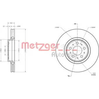 Jeu de 2 disques de frein avant METZGER 6110764