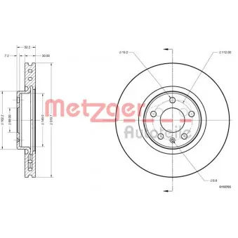 Jeu de 2 disques de frein avant METZGER 6110765