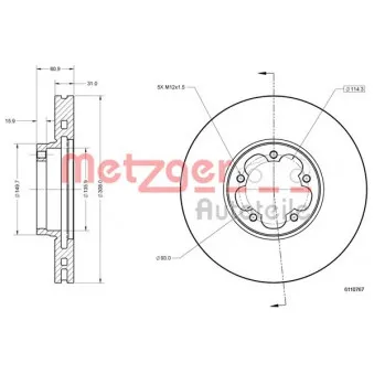 Jeu de 2 disques de frein avant METZGER 6110767