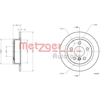 Jeu de 2 disques de frein arrière METZGER 6110774