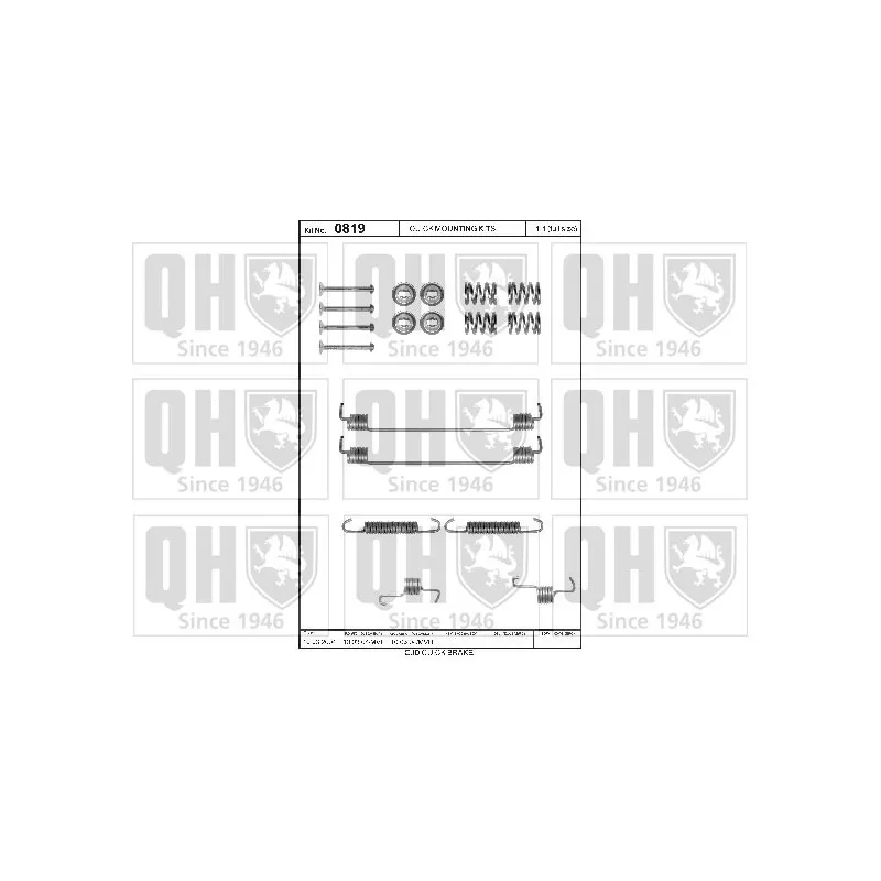 Kit d'accessoires, mâchoire de frein QUINTON HAZELL BFK456