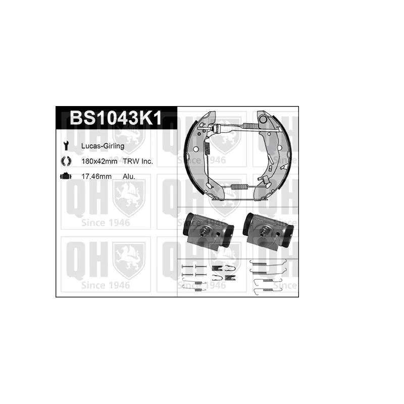 Kit de freins, freins à tambours QUINTON HAZELL BS1043K1