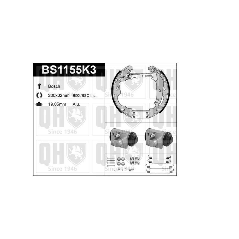 Kit de freins, freins à tambours QUINTON HAZELL BS1155K3
