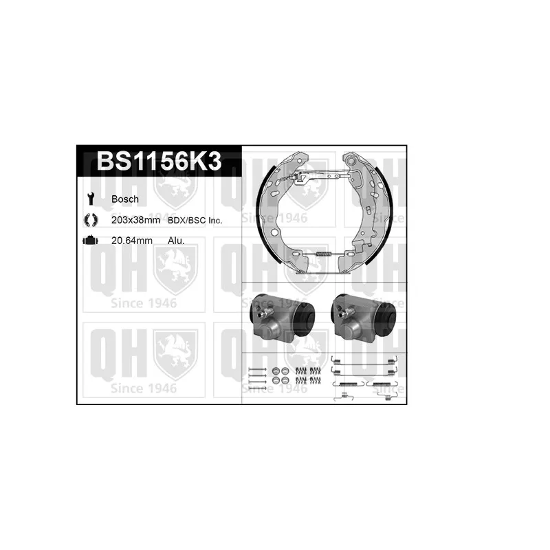 Kit de freins, freins à tambours QUINTON HAZELL BS1156K3