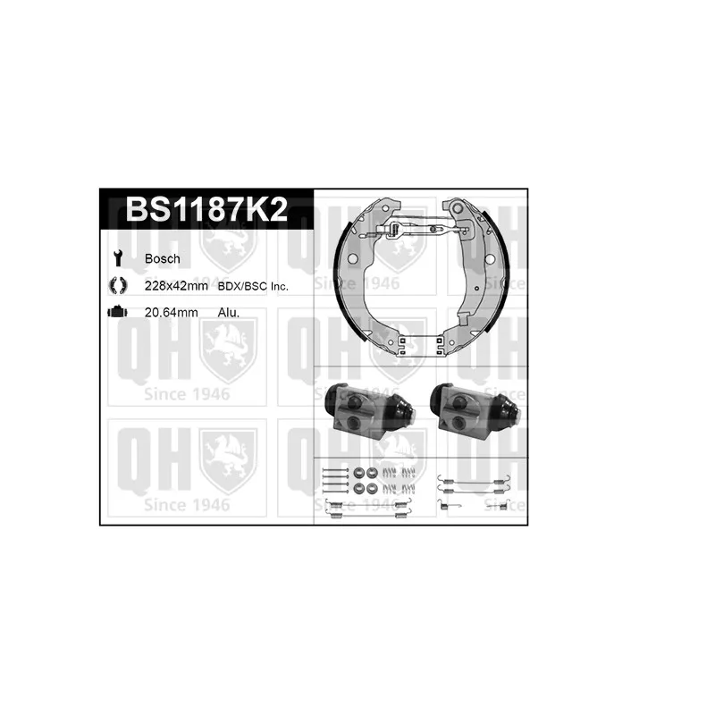 Kit de freins, freins à tambours QUINTON HAZELL BS1187K2