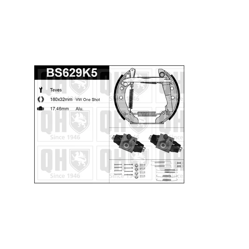 Kit de freins, freins à tambours QUINTON HAZELL BS629K5