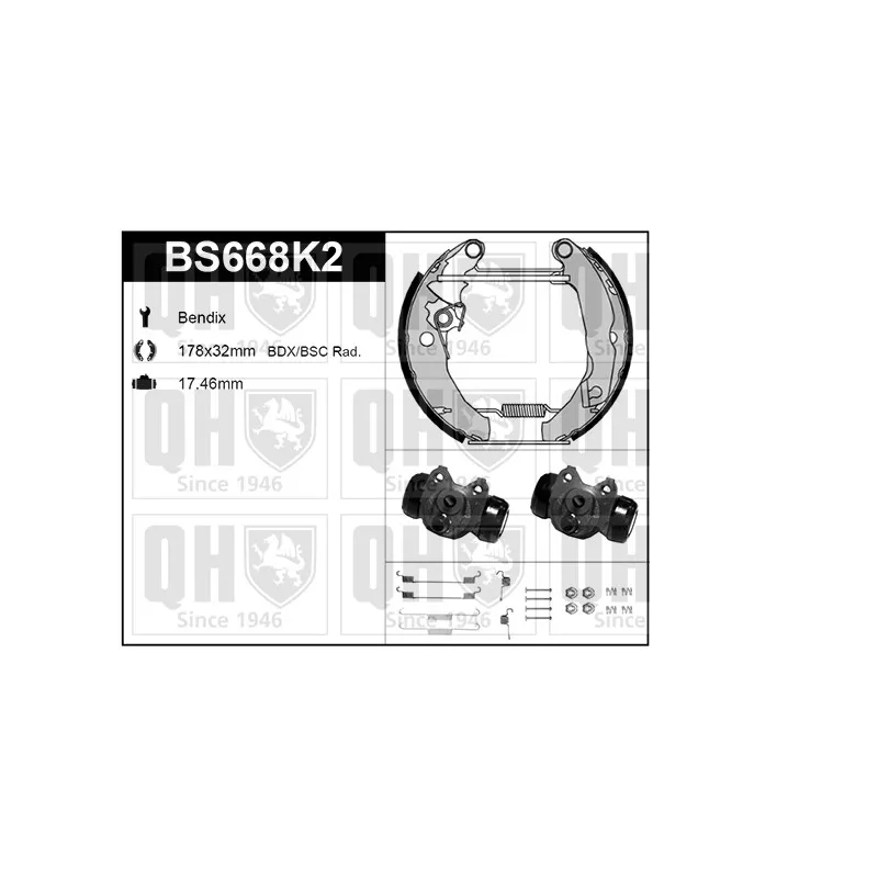 Kit de freins, freins à tambours QUINTON HAZELL BS668K2