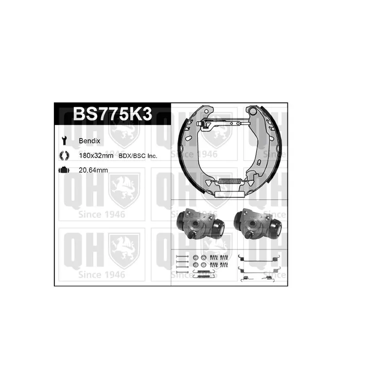 Kit de freins, freins à tambours QUINTON HAZELL BS775K3