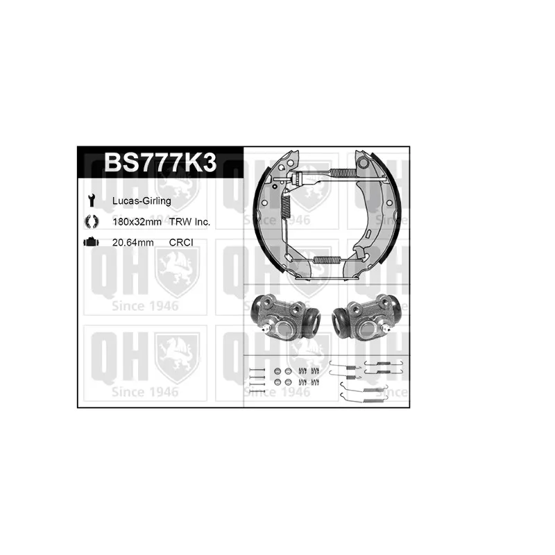 Kit de freins, freins à tambours QUINTON HAZELL BS777K3