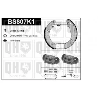 Kit de freins, freins à tambours QUINTON HAZELL BS807K1