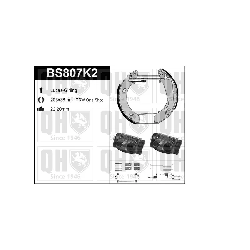 Kit de freins, freins à tambours QUINTON HAZELL BS807K2
