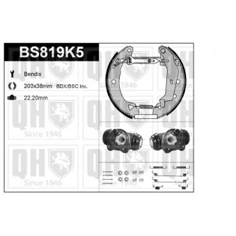 Kit de freins, freins à tambours QUINTON HAZELL BS819K5