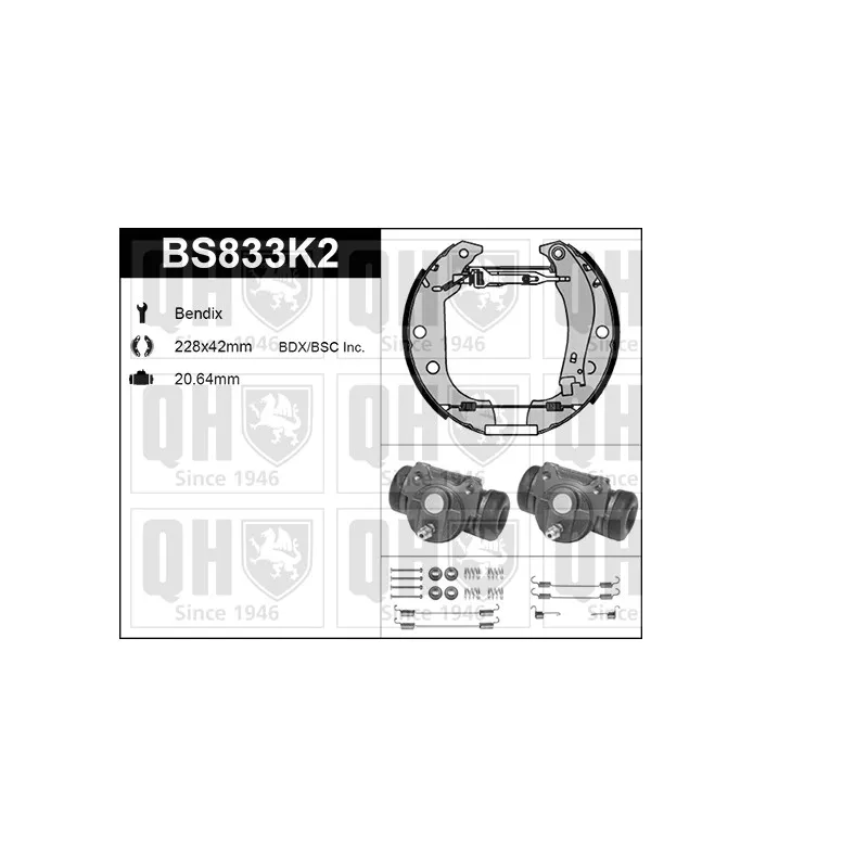 Kit de freins, freins à tambours QUINTON HAZELL BS833K2