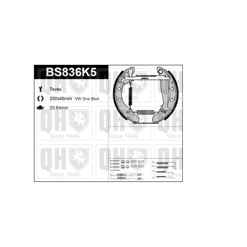 Kit de freins, freins à tambours QUINTON HAZELL BS836K5