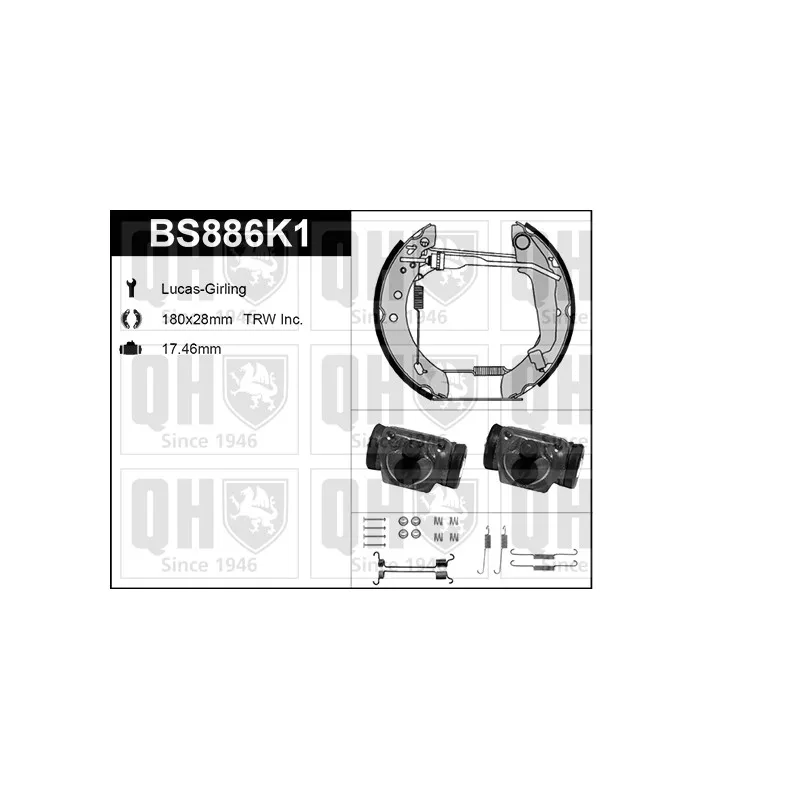 Kit de freins, freins à tambours QUINTON HAZELL BS886K1