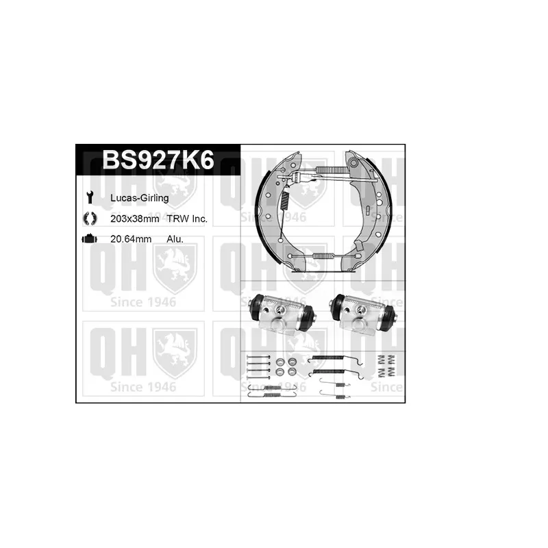 Kit de freins, freins à tambours QUINTON HAZELL BS927K6