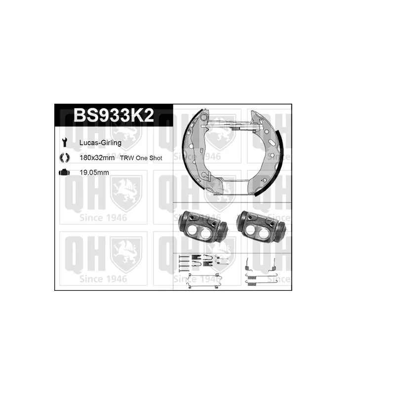 Kit de freins, freins à tambours QUINTON HAZELL BS933K2