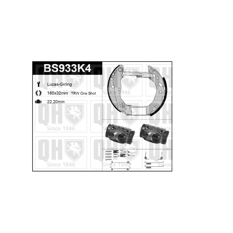 Kit de freins, freins à tambours QUINTON HAZELL BS933K4
