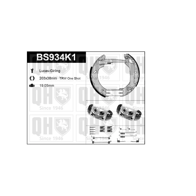 Kit de freins, freins à tambours QUINTON HAZELL BS934K1