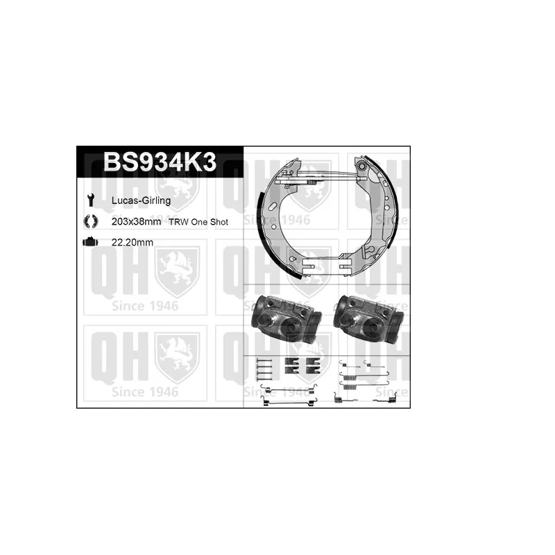 Kit de freins, freins à tambours QUINTON HAZELL BS934K3