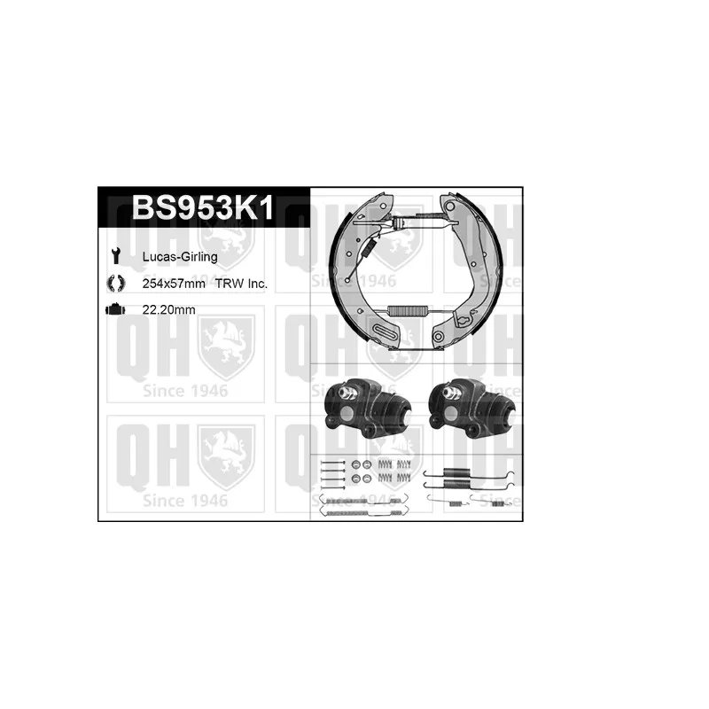 Kit de freins, freins à tambours QUINTON HAZELL BS953K1