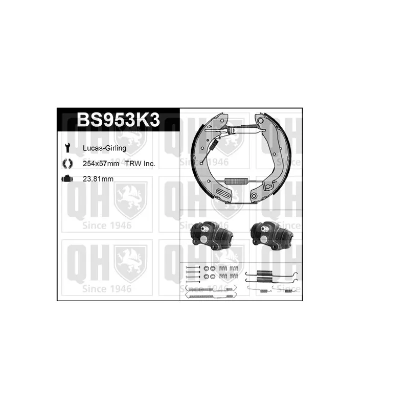 Kit de freins, freins à tambours QUINTON HAZELL BS953K3