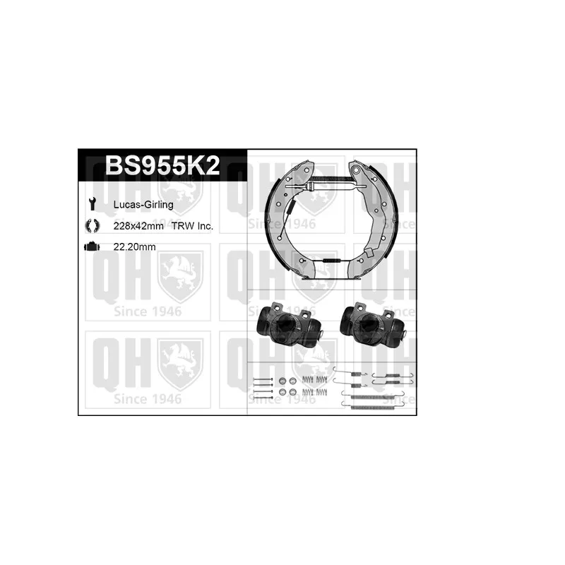 Kit de freins, freins à tambours QUINTON HAZELL BS955K2
