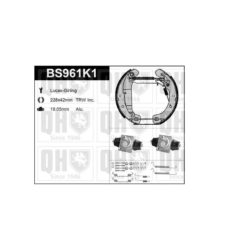 Kit de freins, freins à tambours QUINTON HAZELL BS961K1