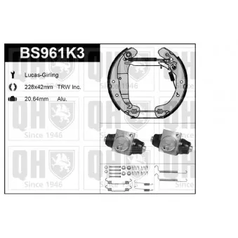 Kit de freins, freins à tambours QUINTON HAZELL BS961K3