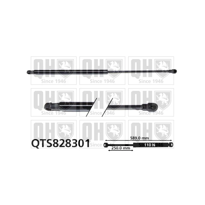 Vérin, vitre arrière QUINTON HAZELL QTS828301