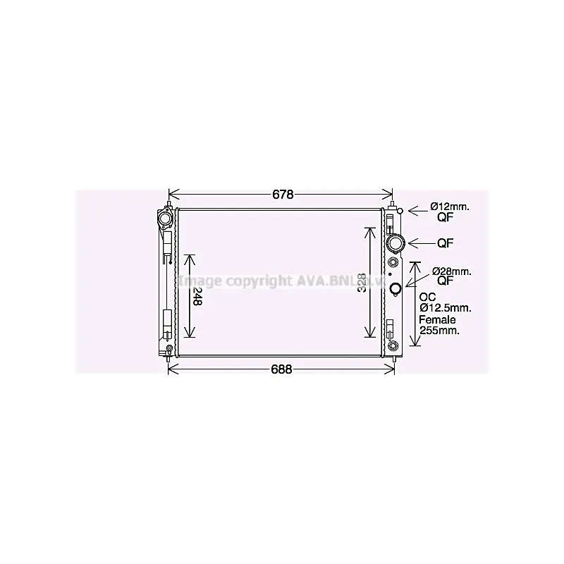 Radiateur, refroidissement du moteur AVA QUALITY COOLING DN2450
