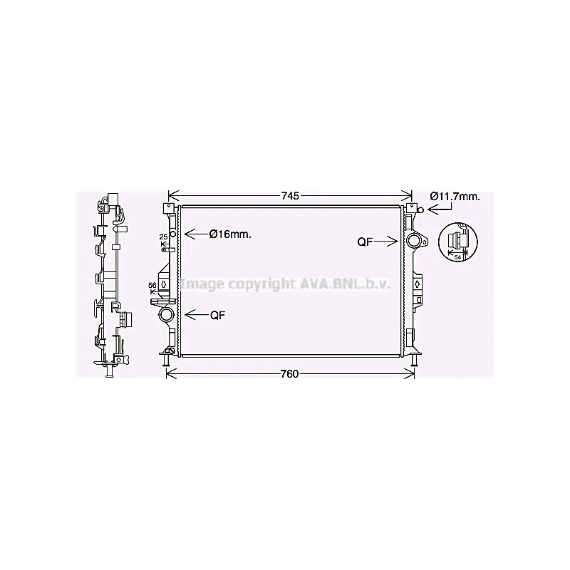 Radiateur, refroidissement du moteur AVA QUALITY COOLING FD2639