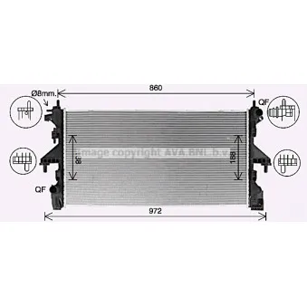 Radiateur, refroidissement du moteur AVA QUALITY COOLING FT2481