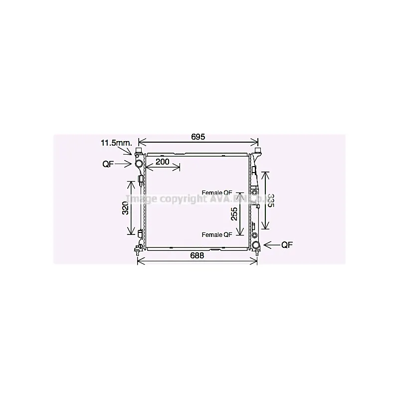 Radiateur, refroidissement du moteur AVA QUALITY COOLING MS2694