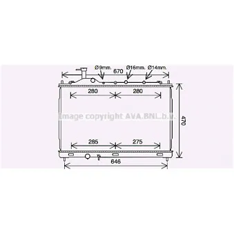 Radiateur, refroidissement du moteur AVA QUALITY COOLING MT2262