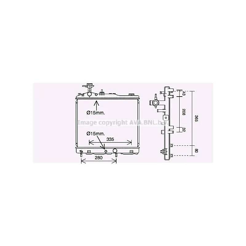 Radiateur, refroidissement du moteur AVA QUALITY COOLING MT2264