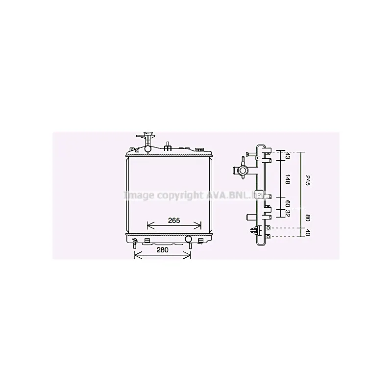 Radiateur, refroidissement du moteur AVA QUALITY COOLING MT2265