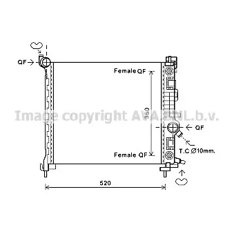 Radiateur, refroidissement du moteur AVA QUALITY COOLING OL2681