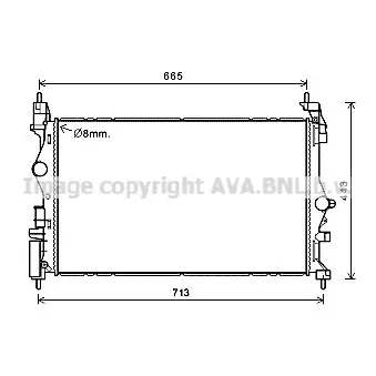 Radiateur, refroidissement du moteur AVA QUALITY COOLING OL2682