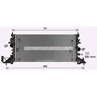Radiateur, refroidissement du moteur AVA QUALITY COOLING OL2703