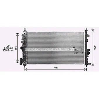 Radiateur, refroidissement du moteur AVA QUALITY COOLING OL2726