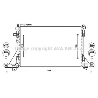 Radiateur, refroidissement du moteur AVA QUALITY COOLING RT2643