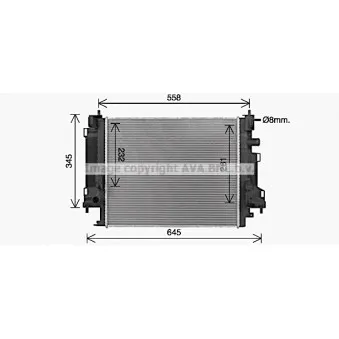 Radiateur, refroidissement du moteur AVA QUALITY COOLING RT2658