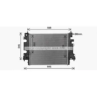 Radiateur, refroidissement du moteur AVA QUALITY COOLING RT2659