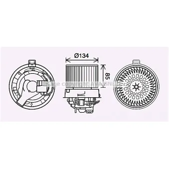 Moteur électrique, pulseur d'air habitacle AVA QUALITY COOLING RT8635