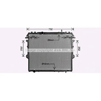 Radiateur, refroidissement du moteur AVA QUALITY COOLING TO2753
