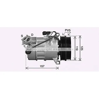 Compresseur, climatisation AVA QUALITY COOLING VOAK303